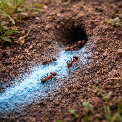 Traitement d'une fourmilière avec NOANT poudre anti fourmis