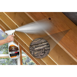 Application du spray NO PEST contre les insectes xylophages dans le bois